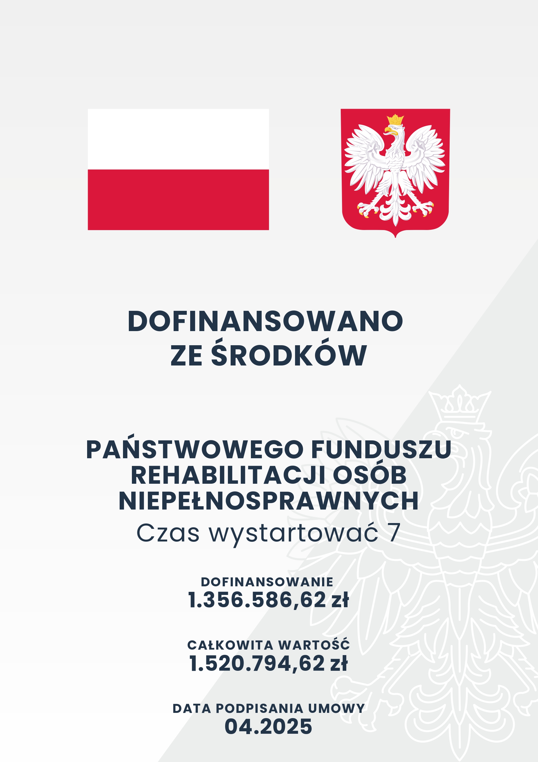 Plakat Informacja o dofinansowaniu - "Czas wystartować 7"